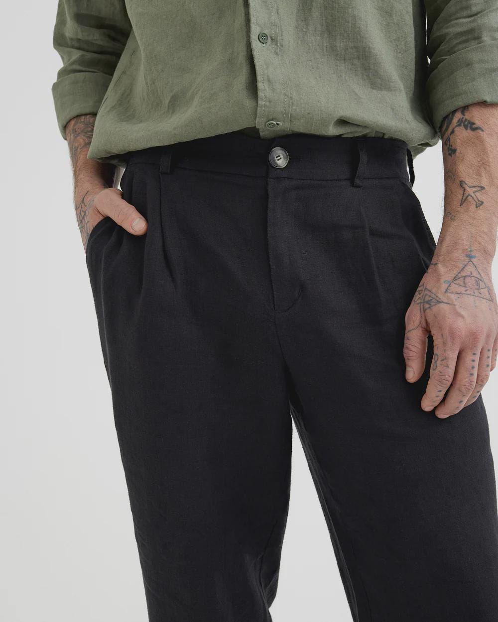 Black Linen Pants for Men – Relaxed Straight Leg Trousers