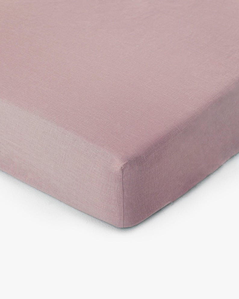 Woodrose linnen lakenset – stoffig roze stonewashed beddengoed – ademend plat laken, hoeslaken en kussenslopen – puur OEKO-TEX gecertificeerd linnen afbeelding 4
