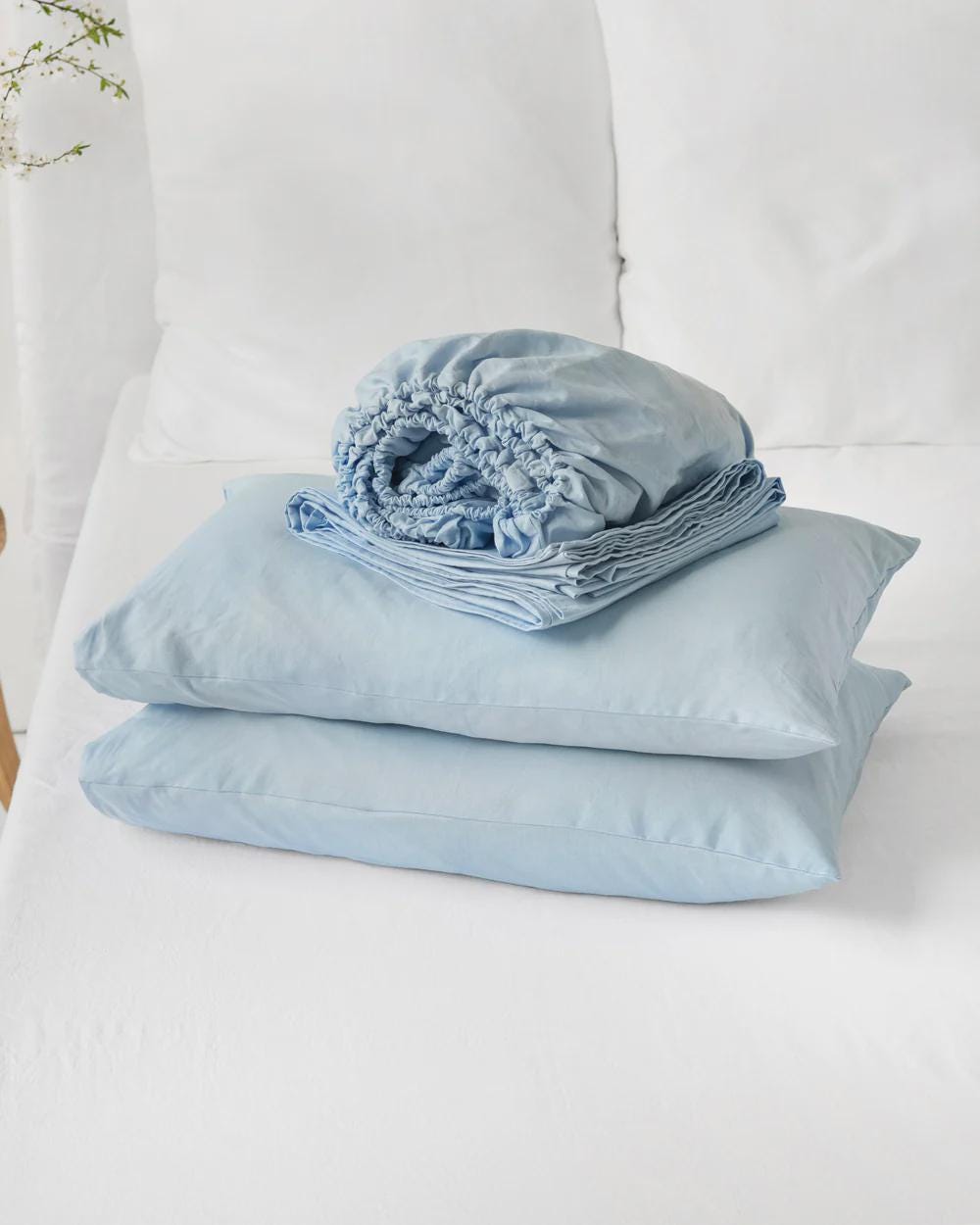 Set Lenzuola Queen Size 100% Cotone Lavato BESTOUCH | 4 Pezzi Verde Salvia, Effetto Lino Morbido, Tasca Profonda 43cm, Traspiranti E Leggeri