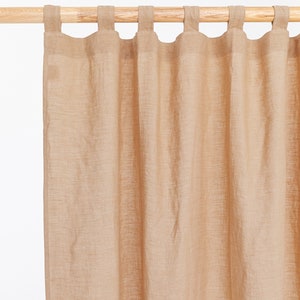 Panneau de rideau en lin à languette beige sable 1 pièce. Fenêtre semi-transparente. Rideaux passe-tringle aux dimensions personnalisées. Les rideaux du salon Latte
