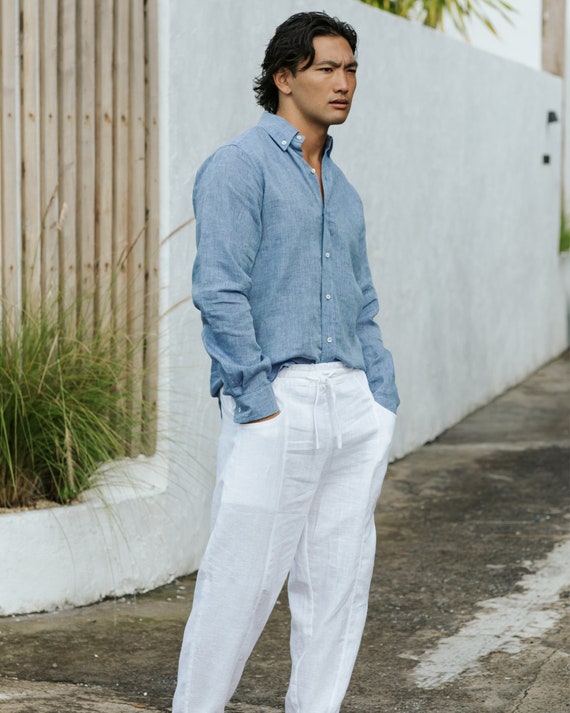 Denim Shirts Elastic Cotton Denim Shirt Men Long Sleeve Cowboy Shirts  Casual Slim Fit Mens Designer Clothing | Shopee Singapore