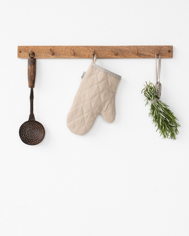 Linen Oven Mitt Perfect for Host Gift (1pcs)- Oven Mitts with Heat-Insulated Padding - Protective Oven Gloves & Pot Holders - Various Colors