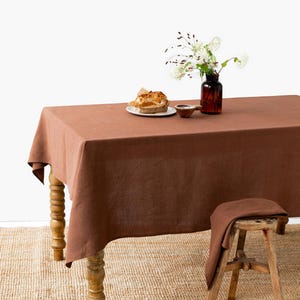 Chocolate Brown Linen Tablecloth – Round, Square, Rectangular – Handmade Soft Washed European Flax – Custom Eco Friendly Rustic Table Decor