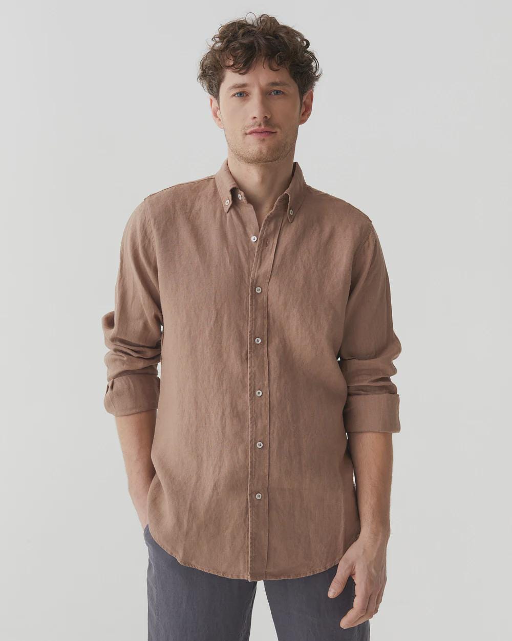 Inorin Camicia Leggera In Lino Per Ragazzo - Maniche Lunghe Con Bottoni Henley E Tasca - 5