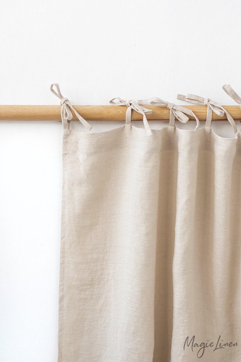 Tie top linen curtain panel Various colours. Semisheer Etsy