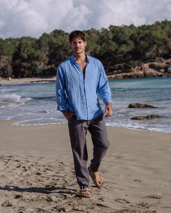 Pantaloni Uomo In Lino Elasticizzati Con Vita Regolabile – Leggeri E Traspiranti Per L'Estate, Con Tasche, Colore Unito