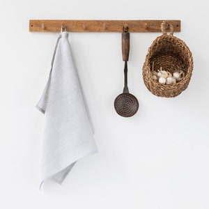 Linen tea towel. Washed linen kitchen towel. Guest hand towel. Natural dish towel. Light grey