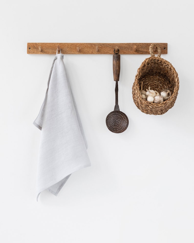 Linen tea towel. Washed linen kitchen towel. Guest hand towel. Natural dish towel. image 8