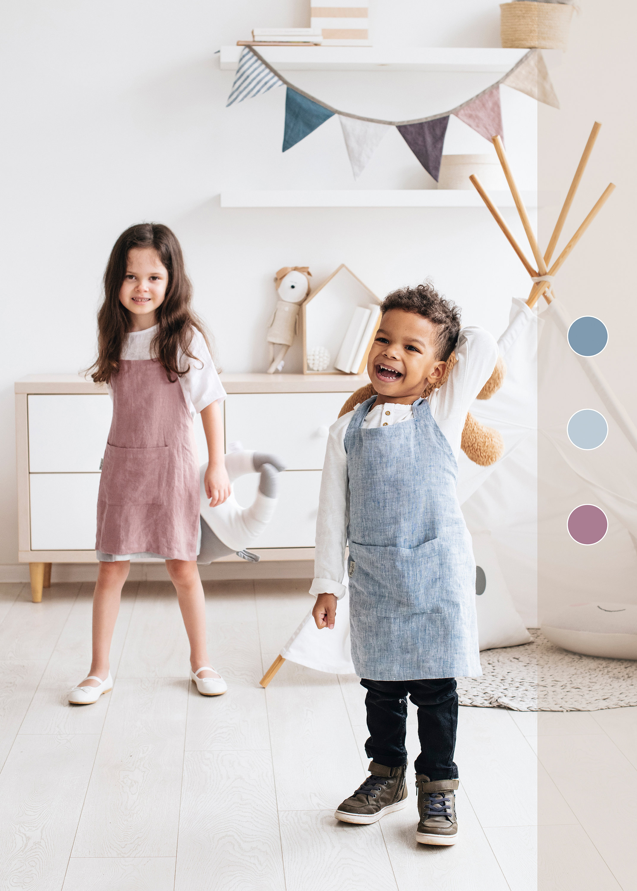 Tablier Pour Enfants en Linge. Tablier d'enfant de Filles/Garçons, Tablier Tout-Petits. Les Enfants.