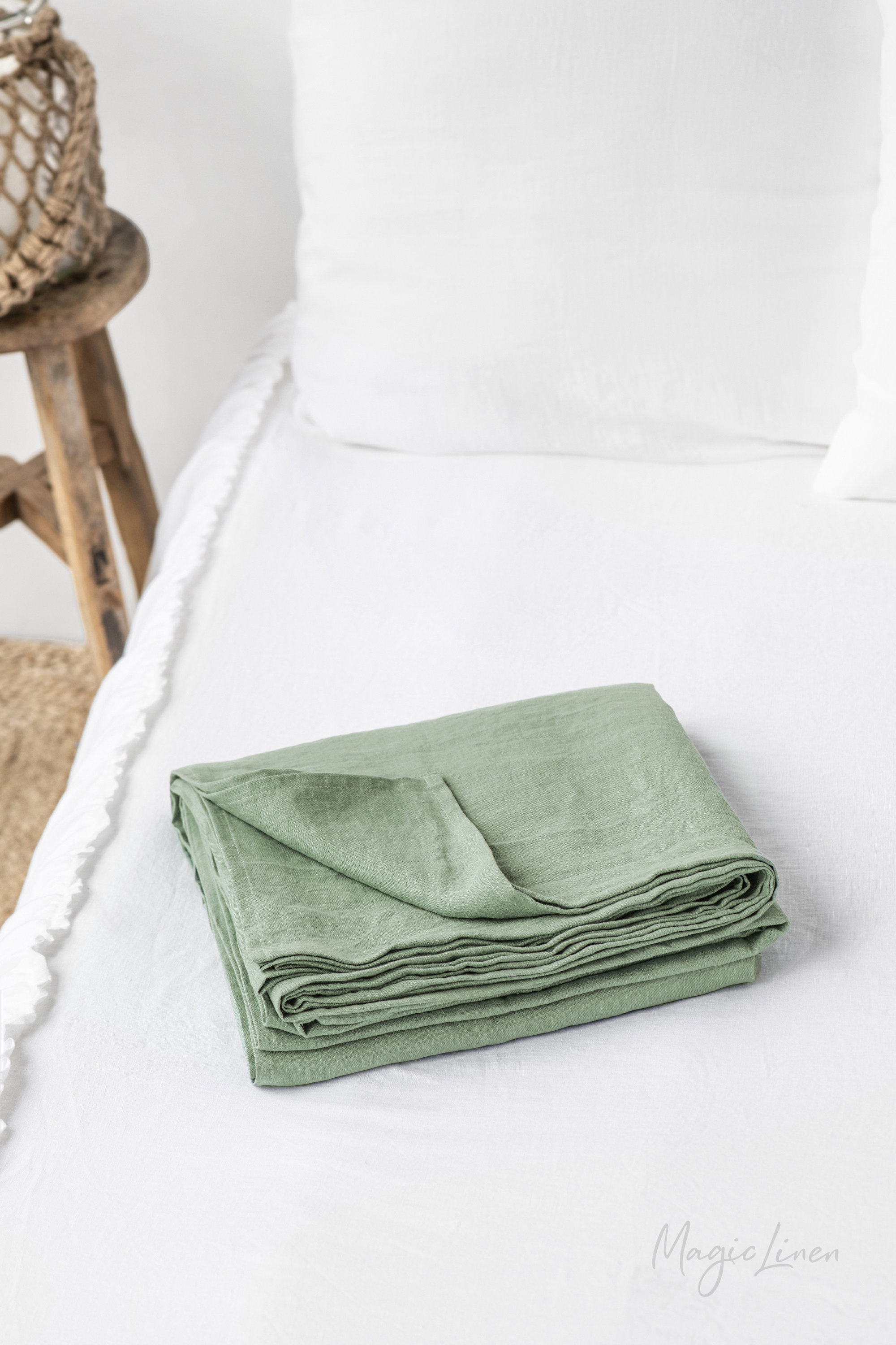Matcha Green Linen Sheet Set / Fitted Sheet Flat Sheet 2 Etsy