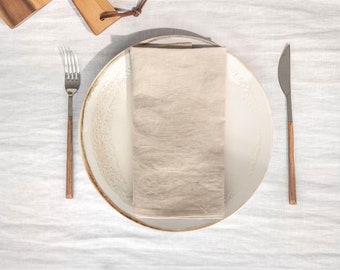 Natural linen napkin set of 2. Handmade, stone washed linen napkin set. Beige gray linen napkins. Table decor, table linens