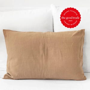 Latte Linen Pillowcase – Soft Stonewashed Flax Sham – Custom Size Breathable Pillow Cover – Warm Neutral Bedding Accent in European Linen