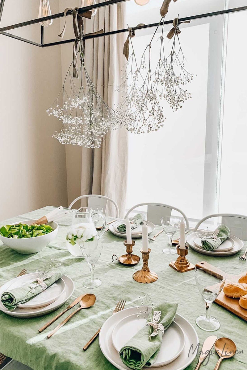 Green linen napkins Green napkins Linen napkins set Etsy