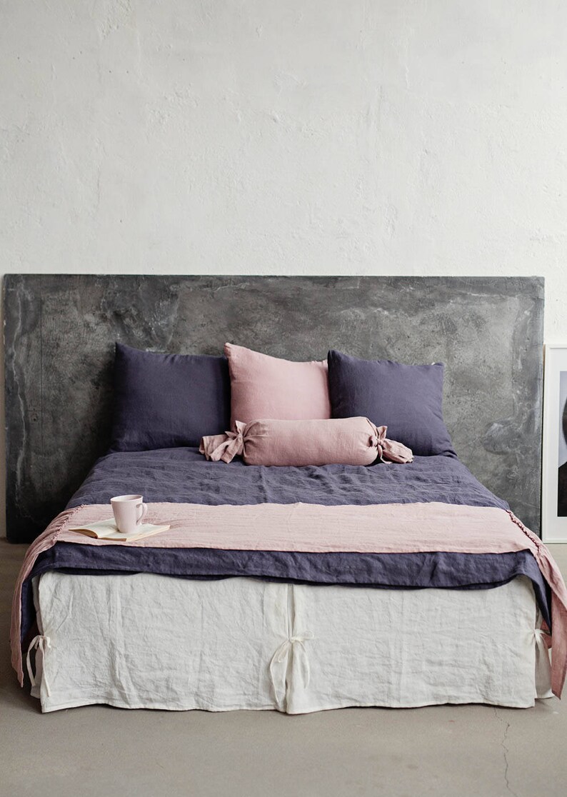 Linen bed skirt with corner ties. Various colors custom Etsy