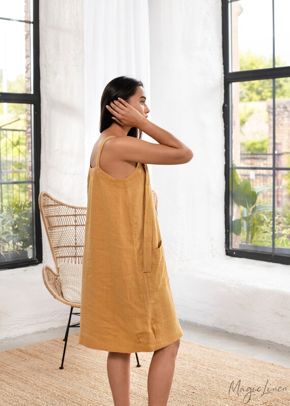 Tan pinafore store dress