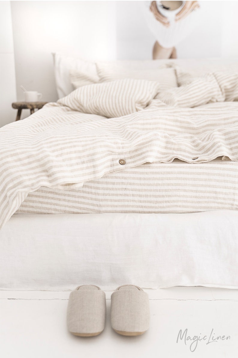 Sunkissed Striped Linen Set - Sand Beige main image 1