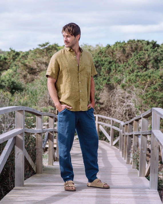 dress shirt with linen pants White Irish Linen Dress Pant