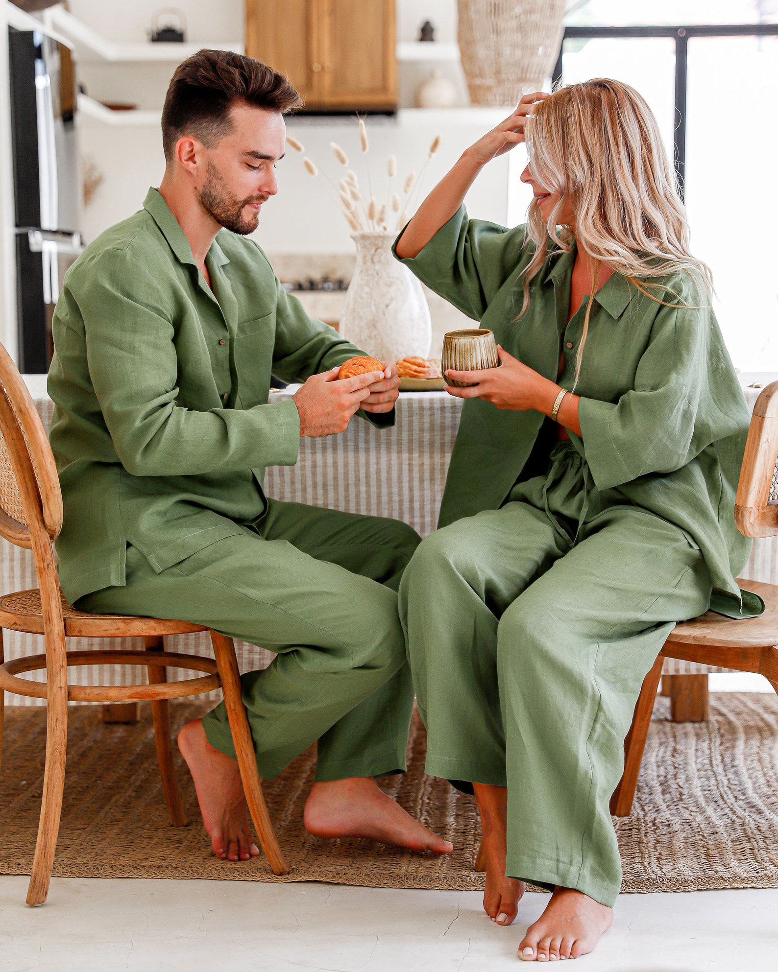 Men's Linen Pajama Set VIGO Green Pajama Set Gifts for Etsy