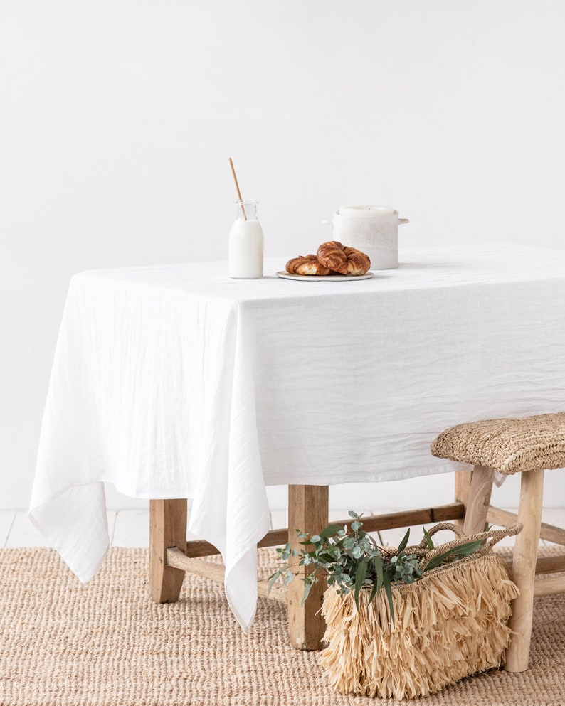 Linen tablecloth in various colors. Round, square, rectangular table linens. Custom linen fabric tablecloth. image 8