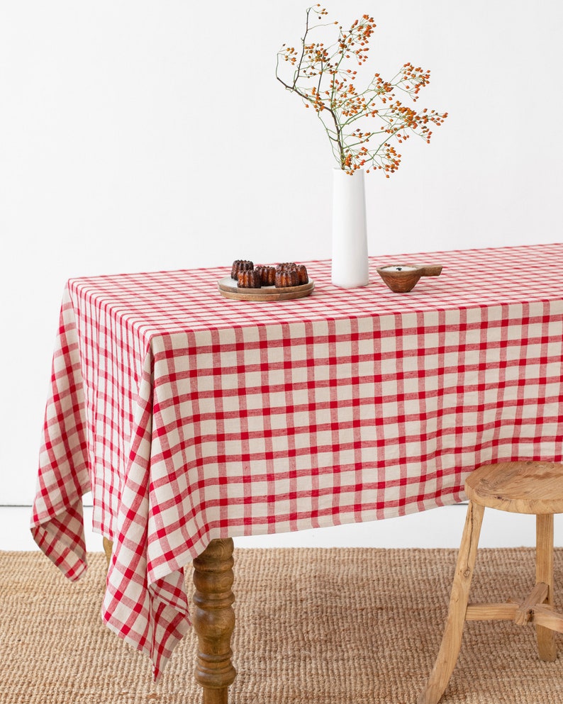 Etsy - Red gingham linen tablecloth by MagicLinen