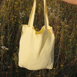 Linen tote bag. Linen bag in various colors. Linen shopping bag. Brighty yellow