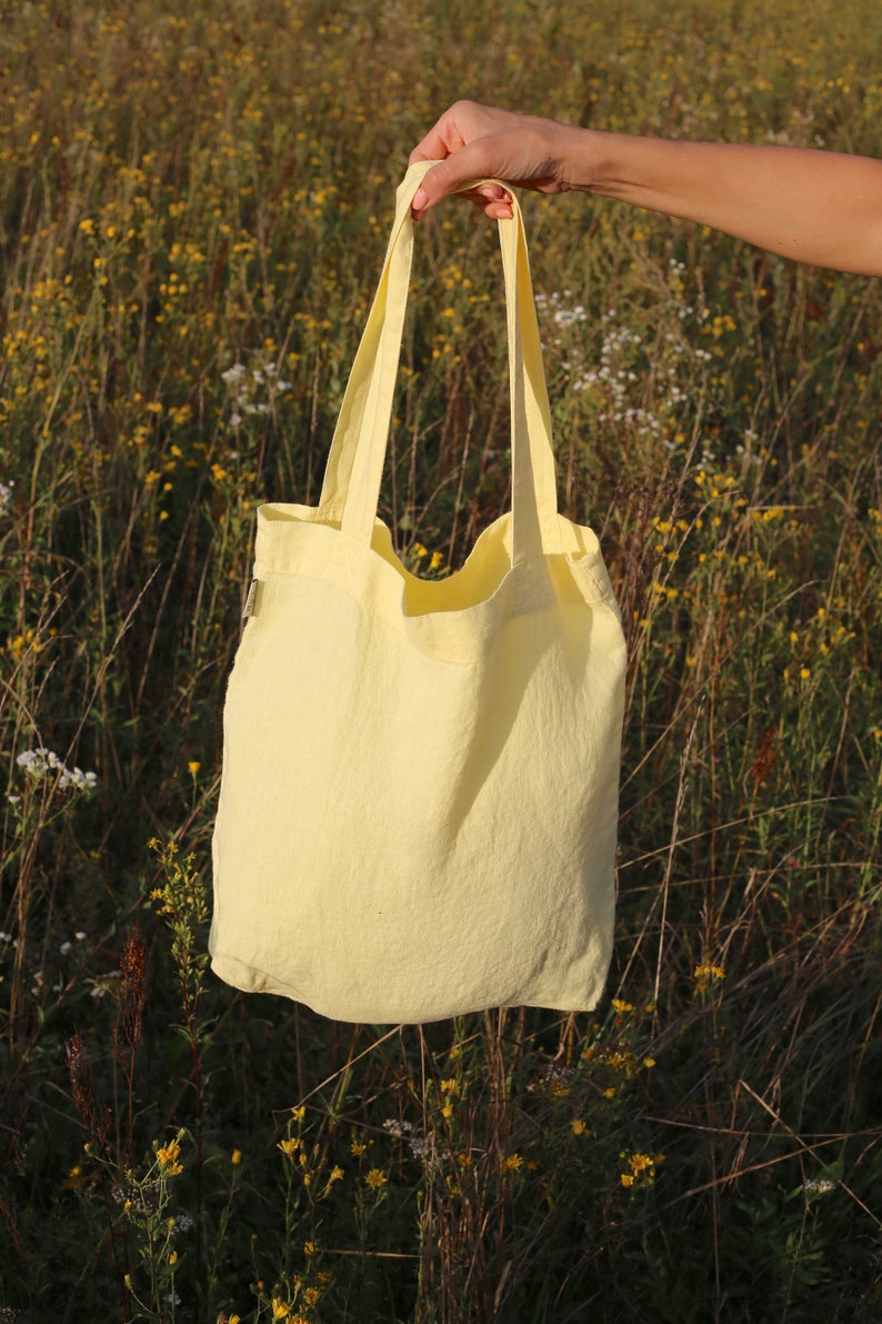 Linen tote bag. Linen bag in various colors. Linen shopping bag. Brighty yellow
