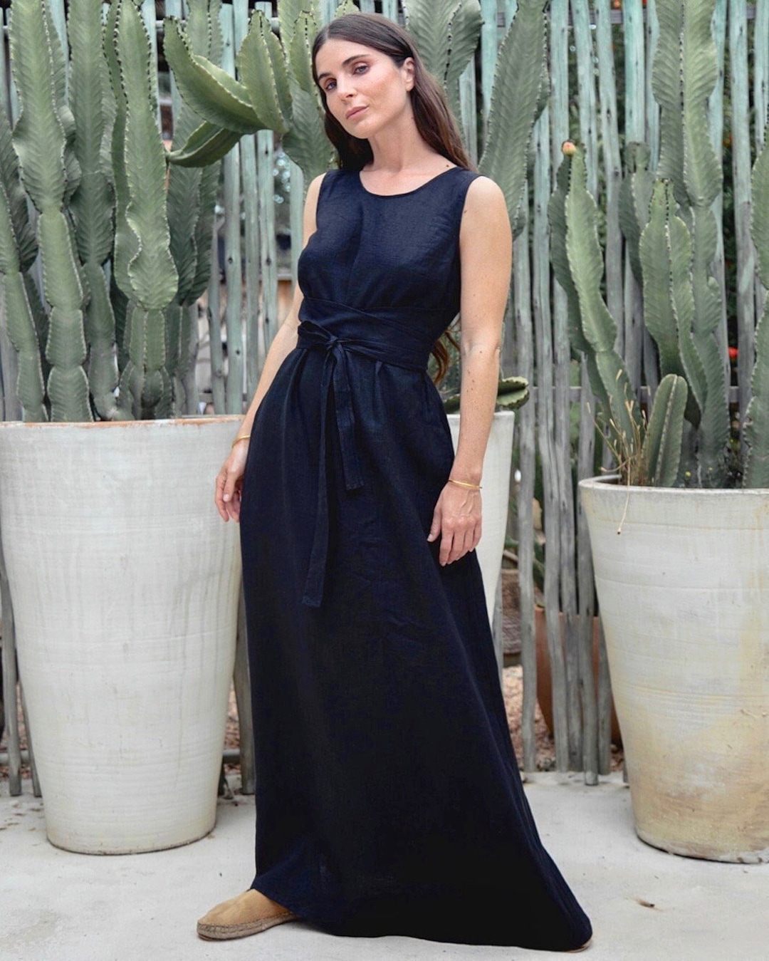 Long Linen Dress BORACAY Black Linen Dress Maxi Linen - Etsy