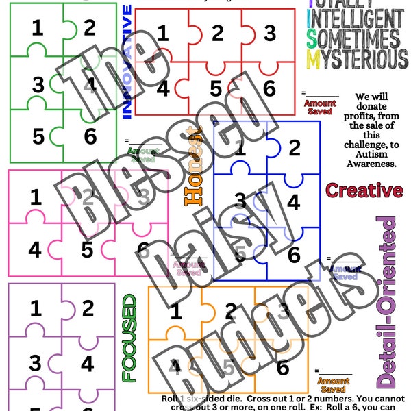 Shut the Mini Puzzle Pieces / Shut the Box /Autism Awareness/ Charitable Donation/Shut the Mini Box/Shut the Box Savings Challenge / Giving