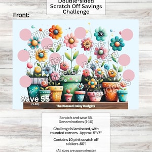 Flowers in Clay Pots Double-Sided Savings Challenge: Scratch, Color and Roll/Lower-Higher Budget/Laminated