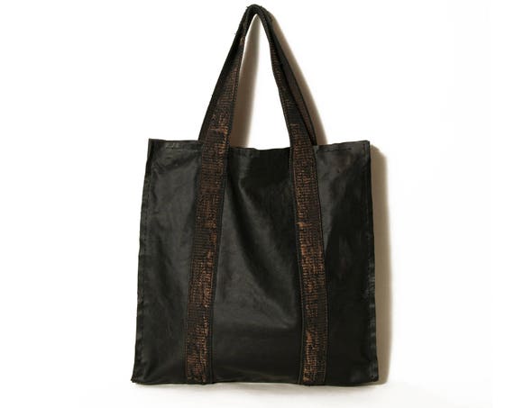 Timeless Black Shiny Leather Large Tote