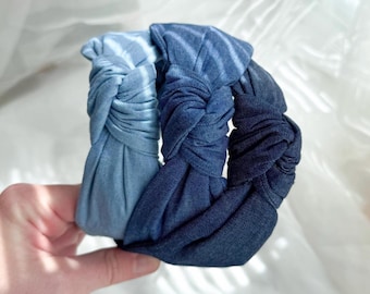 Denim Blue Knot Headband | Womens Summer Hair Accessory