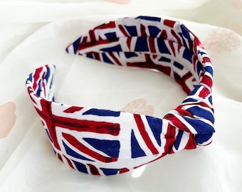 Diadema con la bandera de la Unión, accesorio para el cabello del Día de la Victoria en Europa, diadema para mujer, turbante con nudo superior, decoración para fiestas callejeras.