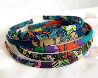 Liberty Print Dünne Aliceband, Stoff Stirnband, Floral bedruckte Haarband für Frauen Mädchen Kinder Stirnband Haarschmuck