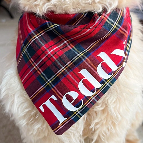 Personalised Bandana Tartan Christmas Dog Accessory Slide Etsy UK