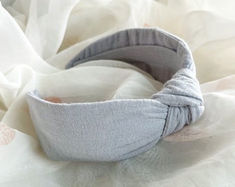 Plain Grey Knot Headband | Wide Twist Hairband, Headband for Women, Knotted Hairband, Turban Headband