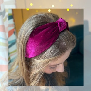 Pink Velvet Headband | Handmade Knotted Hairband, Luxury Knot Headband, Turban Wide Alice Band, Gift for her, Plain Pink Headband Headwrap