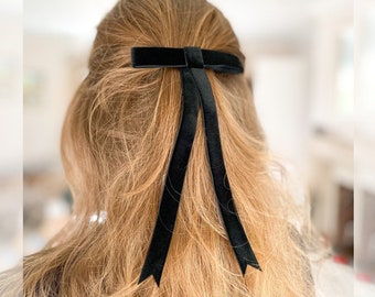 Rust Velvet Hair Bow Barrette, Delicate Hair Bow, Gift for Her