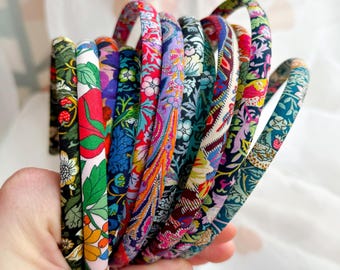 Liberty Print Thin Aliceband, Patterned Fabric Skinny Headband, Floral Printed Hairband for Women Girls Kids Hair Accessory