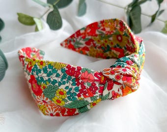 Knotted Headband | Liberty London Margaret Annie B Red Print, Dainty Floral Hairband