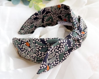 Side Bow Headband | Womens Hair Accessory, Bow Hairband, Spotty Navy, Knot Bow Headband, Floral Bow Headwrap, Summer Accessory