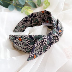 Side Bow Headband | Womens Hair Accessory, Bow Hairband, Spotty Navy, Knot Bow Headband, Floral Bow Headwrap, Summer Accessory