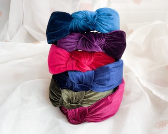 Velvet Headband | Plain Knot Headband, Womens Hair Accessory, Handmade Statement Hairband