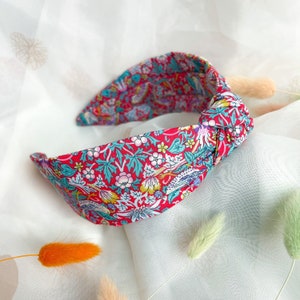 Knot Headband | Liberty London Strawberry Thief William Morris Print, Womens Hair Accessory Head Band, Red Hairband