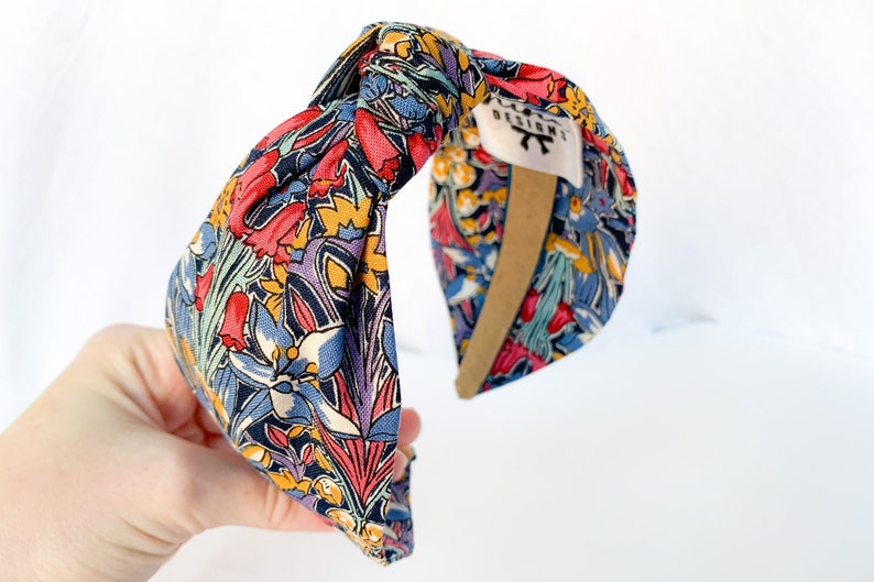 Liberty Print Headband | Knot Headband, Floral Headband for Women, Letterbox Gift, Floral Top Knot, Turban Headwrap, Wide Headband image 1