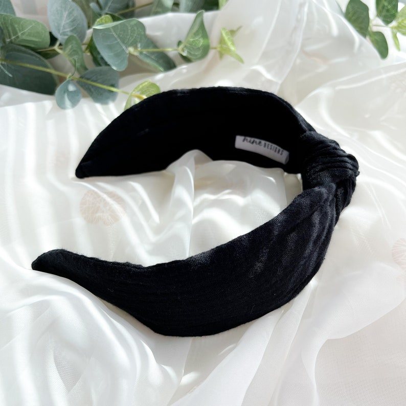 Plain Black Headband Knotted Headband, Top Knot Hairband, Plain Headband, Turban Headband, Basic Headband for Women, Gift for Her image 2