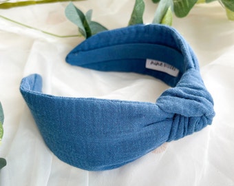 Blue Knot Headband | Womens Hair Accessory, Plain Hairband, Turban Headwrap, Teal Knotted Alice Band