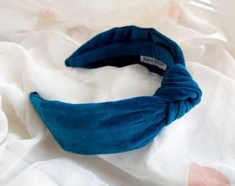 Fascia per capelli con nodo in velluto verde acqua / accessorio per capelli da donna, idea per outfit per feste festive di Natale