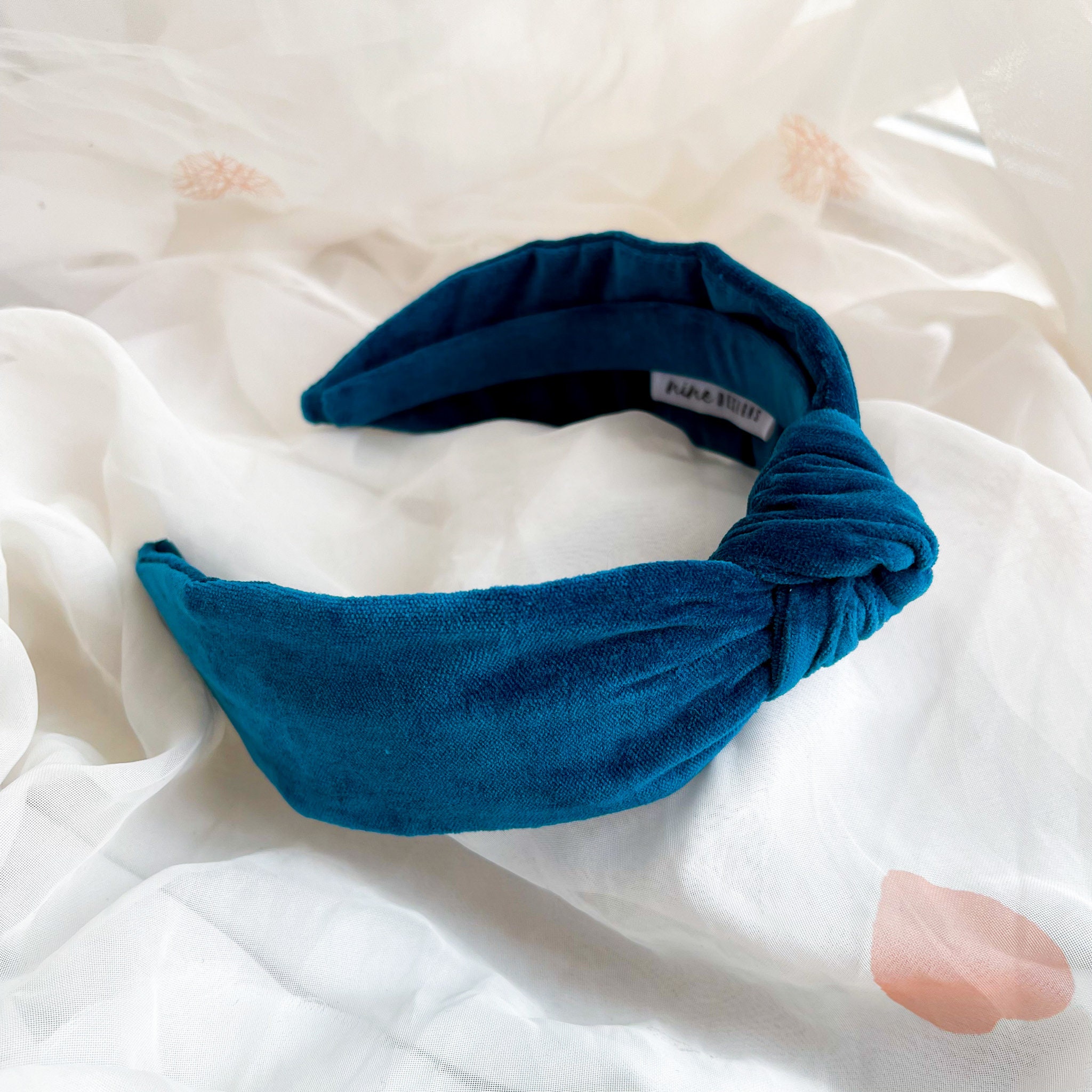 Teal Velvet Knot Headband | Womens Hair Accessory, Christmas  display picture 3