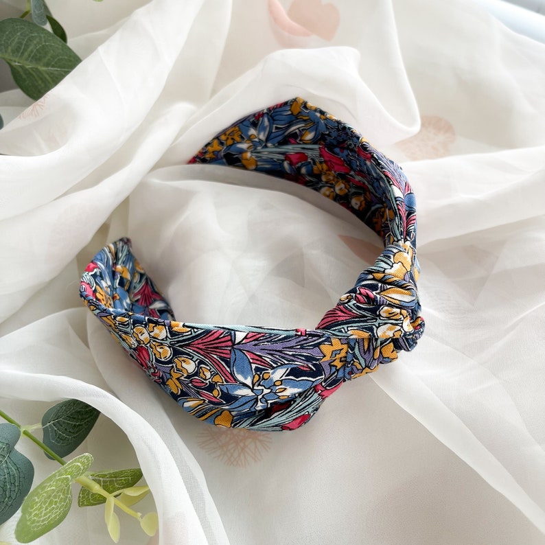 Liberty Print Headband | Knot Headband, Floral Headband for Women, Letterbox Gift, Floral Top Knot, Turban Headwrap, Wide Headband image 3