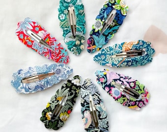 Strawberry Thief Print Scalloped Snap Clip Set | Liberty of London William Morris Hair Accessories, Snap Hair Clips